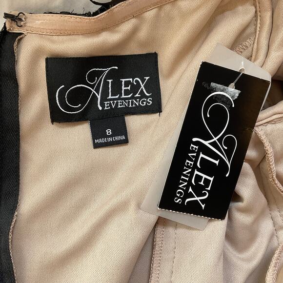 Alex Evenings Women's Cocktail Dress Size 8 Black Sequined Lace and Crepe Sheath - Picture 10 of 13